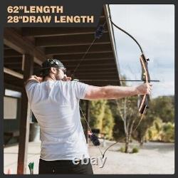 Archery 62 Takedown Recurve Bow 20lbs-50lbs Wooden Riser Hunting Carbon Arrows