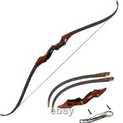 Archery Hunting Bow 50lbs Takedown Recurve Bow Right Hand 58 Wooden Longbow