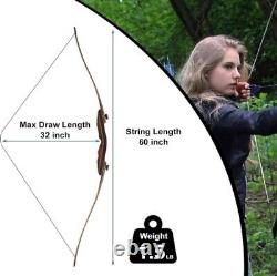 Archery Recurve Bow, Takedown Professional Long Bow Hunting Teenagers, 25-60 lb