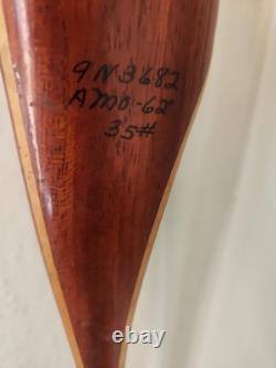 Bear Tigercat 62 35lbs Vintage Recurve Bow Brown 9N3682 Glass Powered