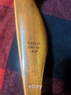 Bear Tigercat Recurve Bow Vintage 1969 40# Right Hand 62 Amo