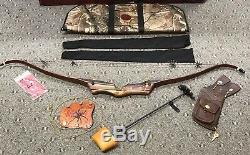 Black Widow Autumn Oak Recurve Bow PSA III 50# @ 28, 62 LH, withtons of extras