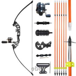 Bowfishing Recurve Bow Kit 40lbs Fishing Arrow Reel Archery Straight Bow Hunting