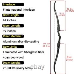 F Interface 62 Recurve Bow 19 Riser 25-60lbs Limbs Archery Hunting Target US