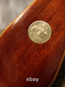 Fred BEAR RECURVE White Tip BOW GRIZZLY 45# 58 1953 vtg Wood Coin Bubinga Wood
