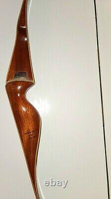 Fred BEAR RECURVE White Tip BOW GRIZZLY 45# 58 1953 vtg Wood Coin Bubinga Wood