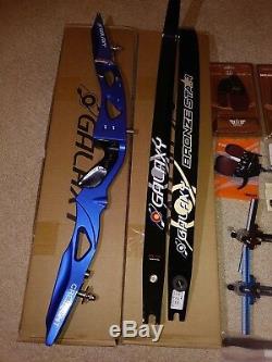 Galaxy Crescent Target Olympic Recurve Bow Complete Pkg RH or LH Blue