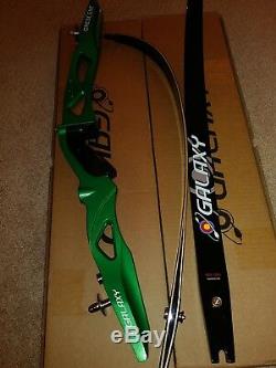 Galaxy crescent olympic recurve bow green riser black limbs right handed