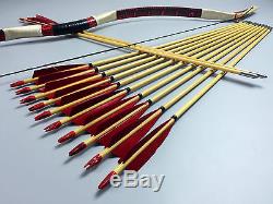 Hot 50LBS Red Cobra Snakeskin Mongolian Bow Longbow Recurve bow +12 wood arrows