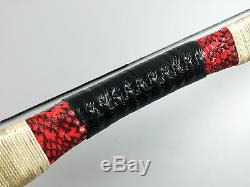 Hot 50LBS Red Cobra Snakeskin Mongolian Bow Longbow Recurve bow +12 wood arrows
