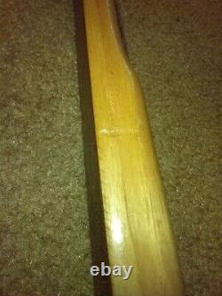 Linen-backed hickory vintage 69.25 inch primitive longbow 50 lbs @28 inch