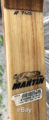 Martin TD Recurve Bow55#@28AMO 62 #7123 with Snakeskin Limbs& Brown Hard Case