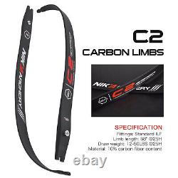 NIKA ARCHERY C2 lLim 68 @25 Recurve Bow Limbs ILF 10% Carbon Fibre 12-50lbs