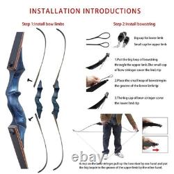 OBTOUTDOOR Black Hunter Original Takedown Recurve Bow 60 30lbs Right Hand Blue