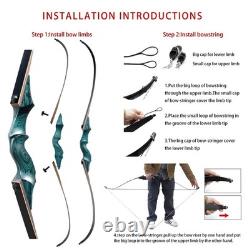 OBTOUTDOOR Hunter Original Recurve Bow 60 50lbs Right Hand Black Wooden Riser