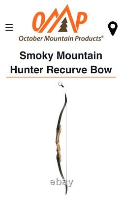 OMP Archery Smokey Mountain Hunter Takedown Recurve Bow RH 45# AMO 62 Trad Bow