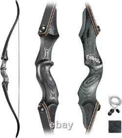 Original Black Hunter Takedown Recurve Bow 60Inch with Bamboo Core Limbs Archery
