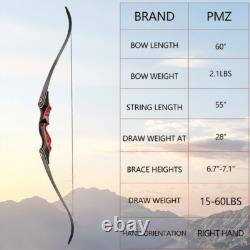 PMZ 60 Recurve Bow 25lb Beginner Hunting Target Practice Bow for Outdoor