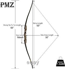 PMZ 64'' Takedown Traditional Longbow Recurve Bow Hunting Bow for Adult 30lbs
