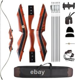 PMZ Archery 60 Takedown Recurve Bow Set, Traditional Hunting Bow, Kit Black, 35lbs