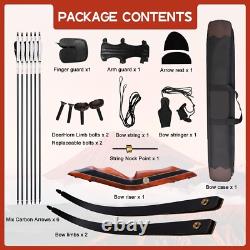 PMZ Archery 60 Takedown Recurve Bow Set, Traditional Hunting Bow, Kit Black, 35lbs