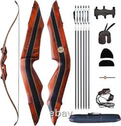 PMZ Archery 60 Takedown Traditional Longbow Recurve Bow for Hunting 45lbs