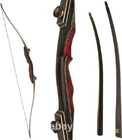 PMZ Archery Longbow, Red Riser 65'' Wooden Professional Takedown for Hunting