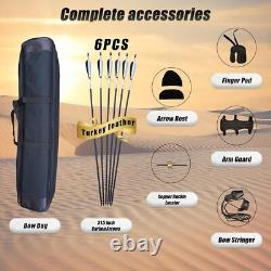 PMZ Archery Recurve Bow 60 Wood Bamboo Fiberglass Takedown Bow Set for Outdoor