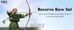 PMZ Archery Recurve Bow 60 Wood Bamboo Fiberglass Takedown Bow Set for Outdoor
