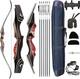 Pmz Recurve Bow And Arrow Set, 60'' Wooden Takedown Bow For Youth Beginner, 45lbs