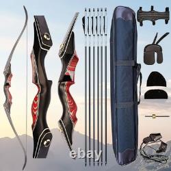 PMZ Takedown Traditional Bow Set Recurve Bow Hunting Bow and Arrow Set 20-55lbs