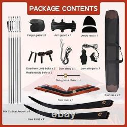 PMZ Tradtional Longbow Set 60 Recurve Bow Set for Competition Hunting 25-50lbs