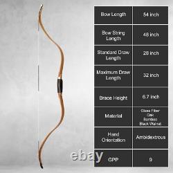 Powerful 20-55lbs AF Archery Tatar Recurve Bow Bamboo & Oak Laminated Horse Bow