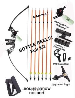 Recurve Bow Fishing KIT Bowfishing BOTTLE Reel Straight Bow Crossbow WithArrows