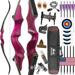 Recurve Bow Kit Adult 60'' Wooden Archery Outdoor Hunting RH Target Practice