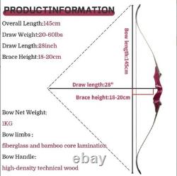 Recurve Bow Kit Adult 60'' Wooden Archery Outdoor Hunting RH Target Practice
