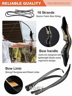 Recurve Bow Set 62 Wooden Takedown Recurve Bow RH Outdoor Hunting Archery Shoot