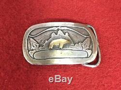 Scarce Vtg 1978 24kt Sterling Silver Fred Bear Archery Belt Buckle Recurve Bow