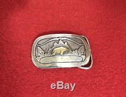 Scarce Vtg 1978 24kt Sterling Silver Fred Bear Archery Belt Buckle Recurve Bow