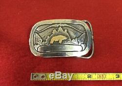 Scarce Vtg 1978 24kt Sterling Silver Fred Bear Archery Belt Buckle Recurve Bow