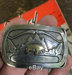 Scarce Vtg 1978 24kt Sterling Silver Fred Bear Archery Belt Buckle Recurve Bow