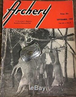 Scarce Vtg 1978 24kt Sterling Silver Fred Bear Archery Belt Buckle Recurve Bow