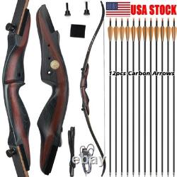 TOPARCHERY 62 Takedown Recurve Bow 20-50lbs Wooden Riser Archery Target Hunting