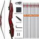 Toparchery Archery 50lbs 64 Recurve Bow & 12x Arrows American Hunting Longbow