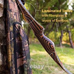 TOPARCHERY Archery 54'' Traditional Recurve Bow Hunting Handmade Longbow 20-70lb