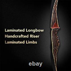 TOPARCHERY Archery 54'' Traditional Recurve Bow Hunting Handmade Longbow 20-70lb