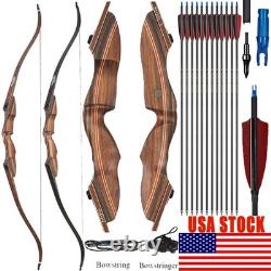 Takedown 60 Hunting Recurve Bow&Arrows 25-60lb Right Hand Bow Archery Target US