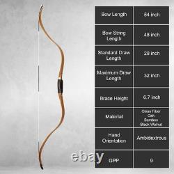 Takedown Traditional Bow 54 Tatar Recurve Bow Hunting Bow for Adult 35lbs