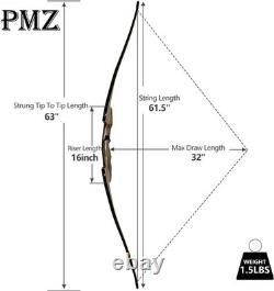 Takedown Traditional Longbow 64 Recurve Bow Hunting Bow for Adult 35lbs