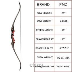 Takedown Traditional Recurve Bow 60 Horse Hunting Bow for Adult 20-50lbs